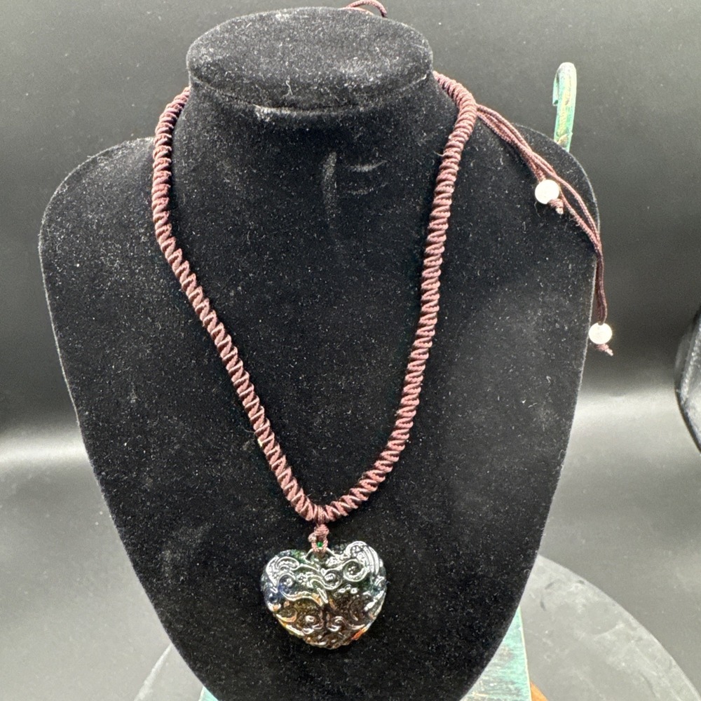 Handmade Macrame Necklace with Large Multicolor Glass Bead Boho Chic Statement